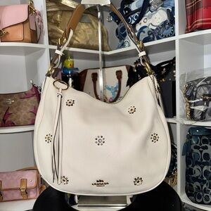 Coach White Tea Rose Sutton Hobo Bag